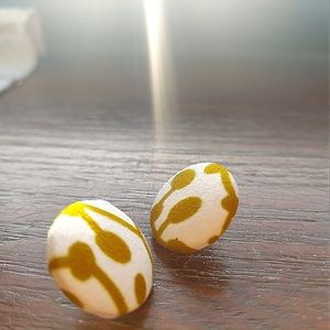 African Print Button Earrings